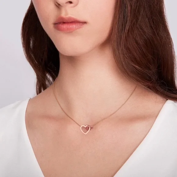 MICHAEL KORS • Rose Gold Interlocking Open Hearts Necklace - Picture 2 of 5